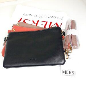 NWT Mersi 3-Connectable Bags Vegan Leather Crossbody Handbag